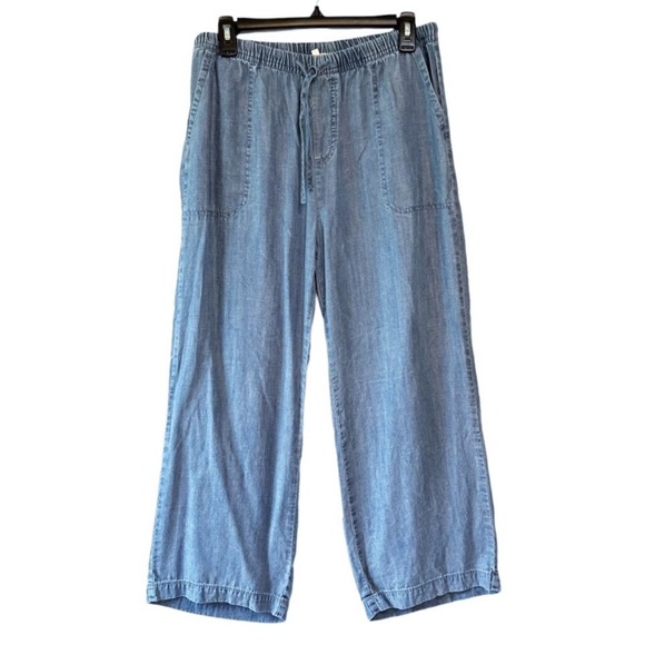 Splendid Angie Tie Waist Relaxed Wide Leg Lyocell Pants Chambray M - Picture 3 of 5